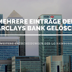 Erneut mehrere Schufa-Einträge der Barclays Bank zur Löschung gebracht
